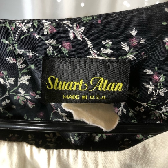 Vintage Stuart Alan Black and White Short Sleeve Floral Romper Jumpsuit 80s/90s - Picture 7 of 7